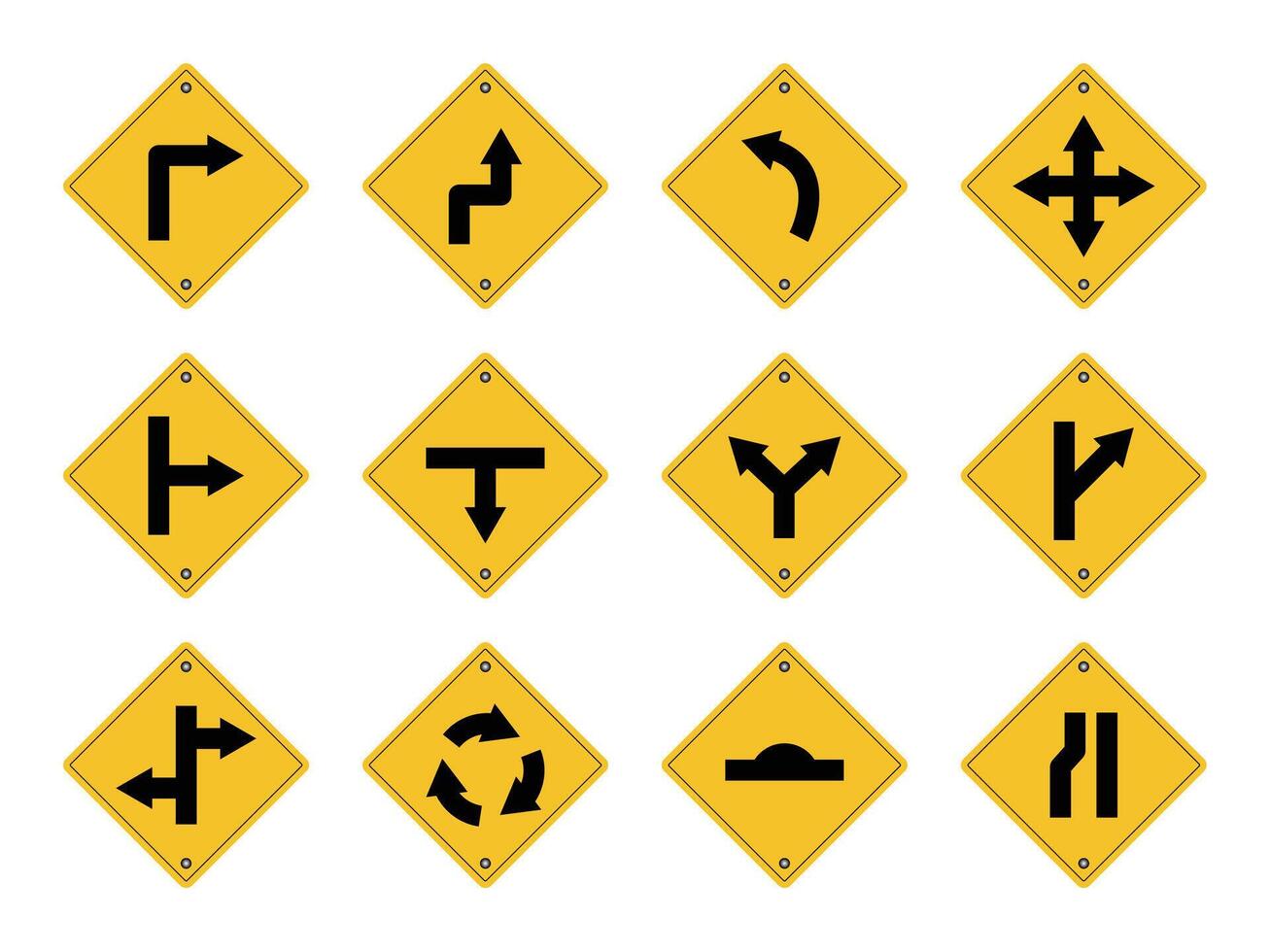 Road directional signs. Road signals. vector