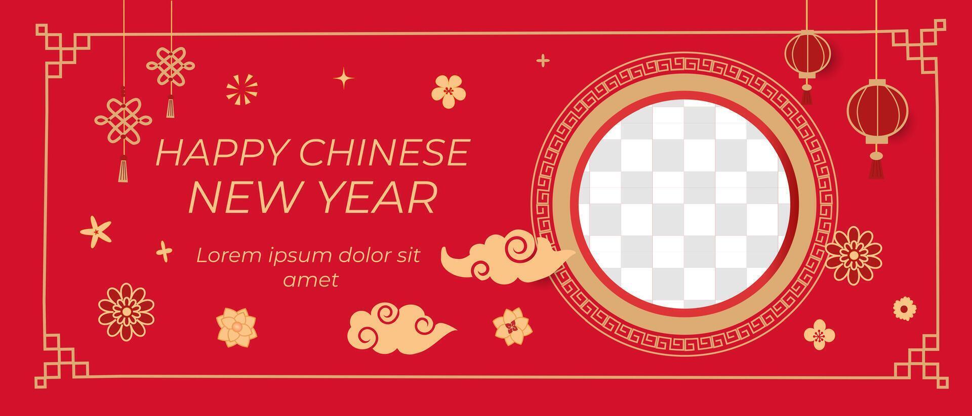 Chinese New Year Sale promotion design on red background. vector