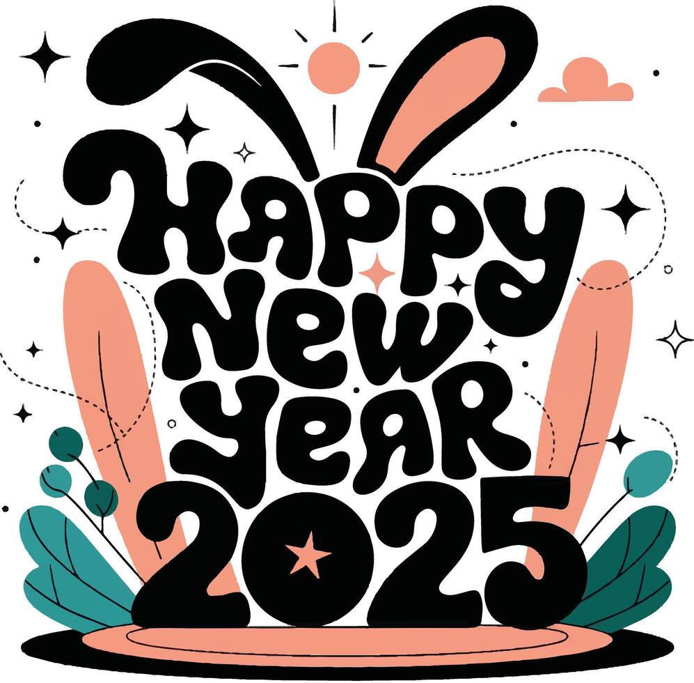 T shirt typography design happy new year 2025 vector