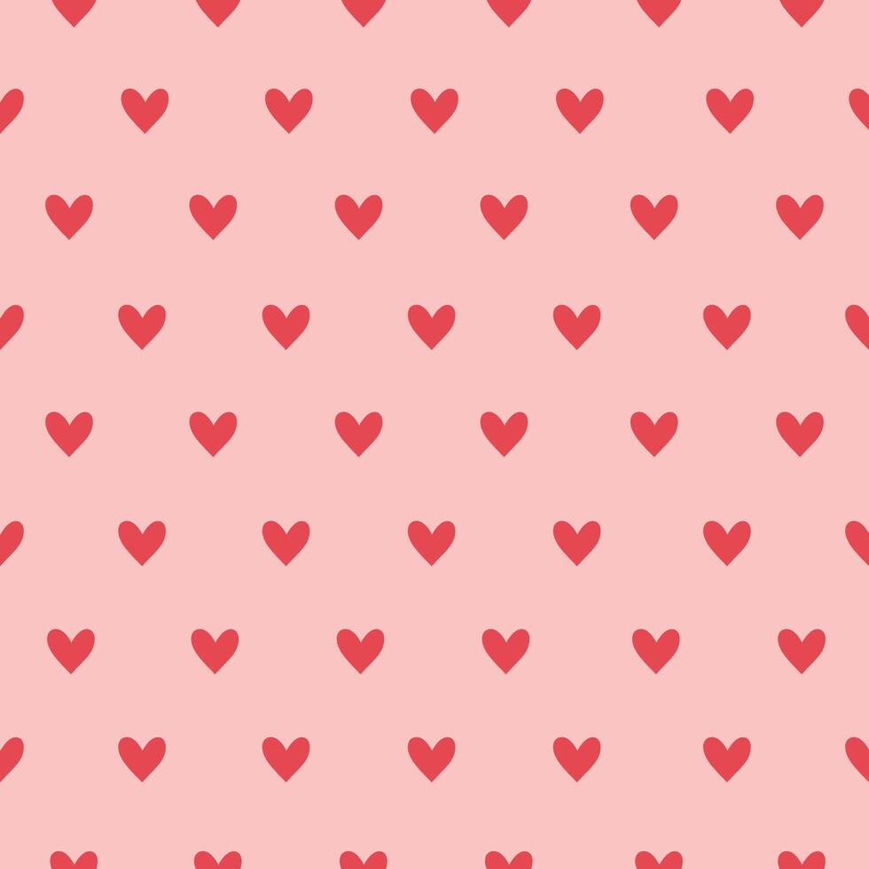 Polka dots seamless pattern with hearts. Valentines day background. Flat illustration. EPS 10 vector