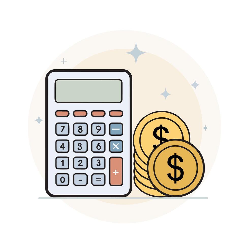 a calculator and money icon vector