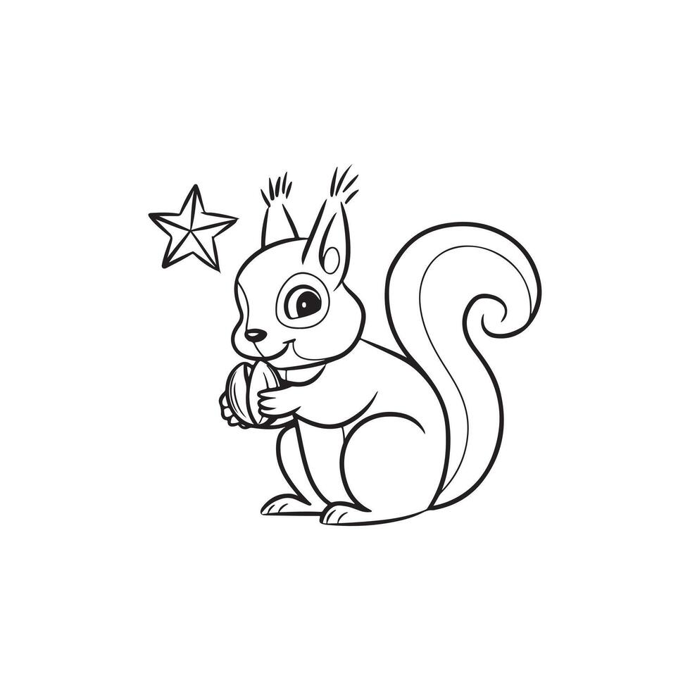Illustration of a squirrel holding a nut vector
