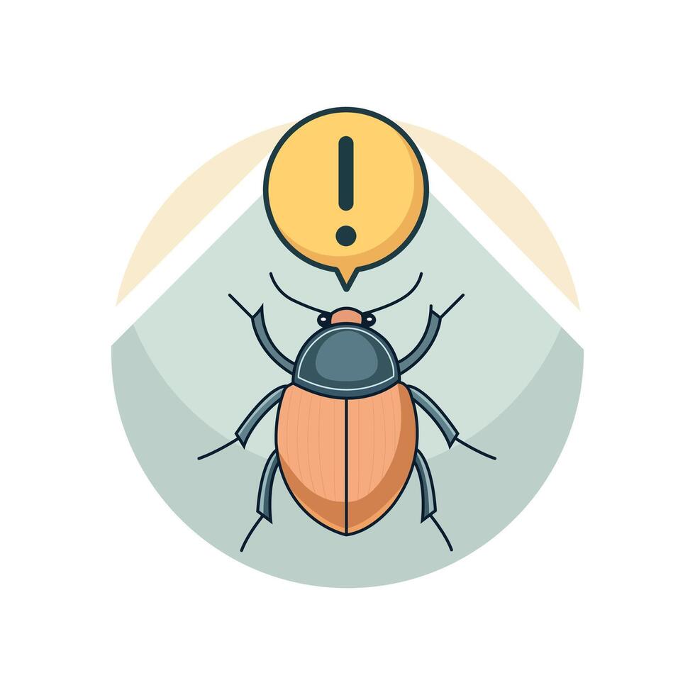 a bug icon with a yellow exclamation mark free download vector