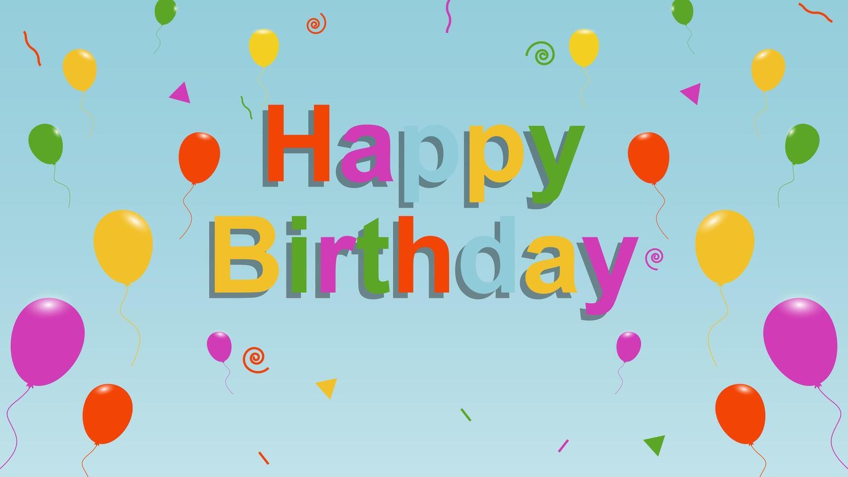 Happy birthday greeting with colorful balloons and cute ribbon for party and celebration banner vector