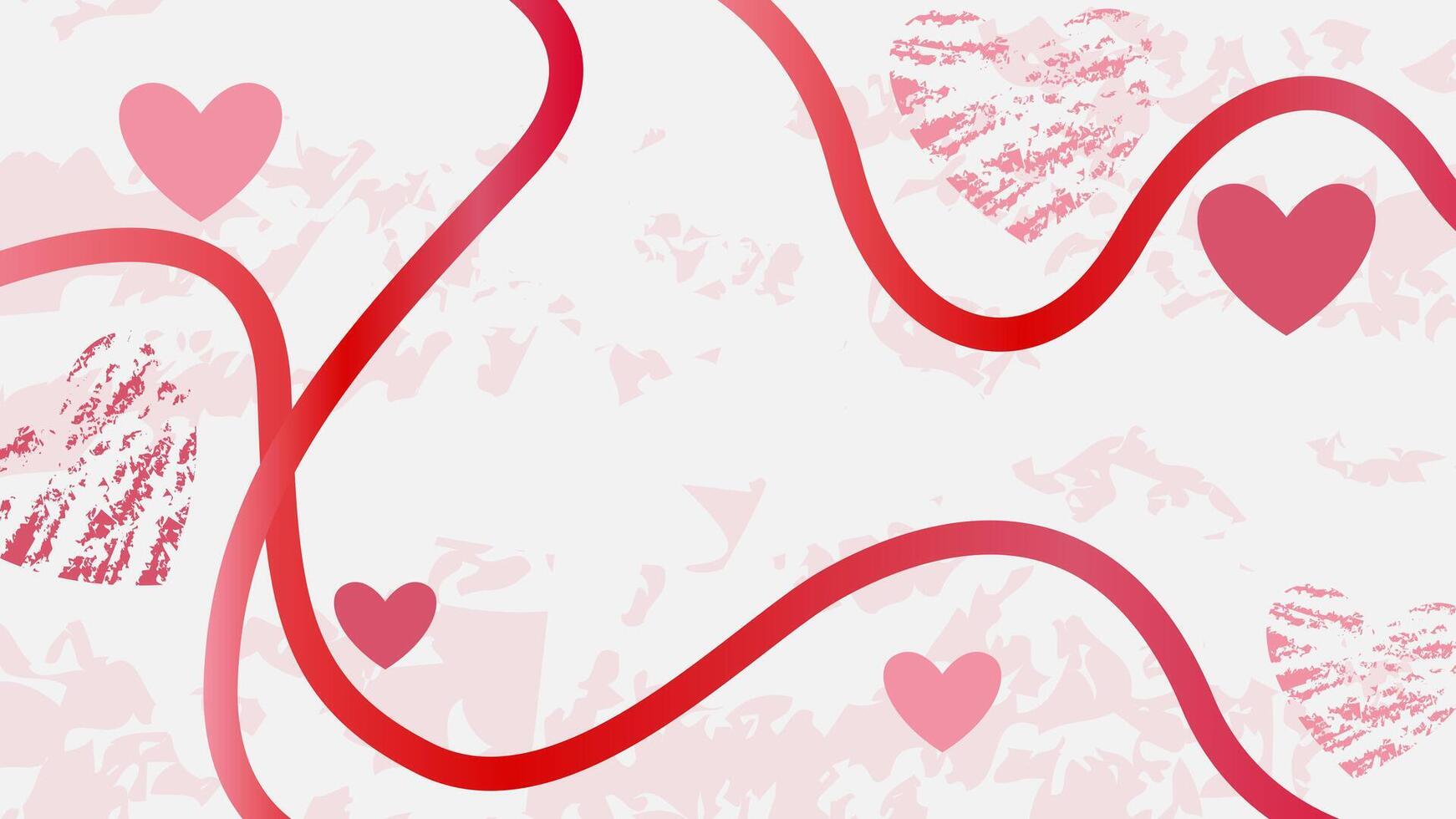 Valentine day greeting banner background with love and red lines shapes on white background. Happy valentine's day celebration concept vector