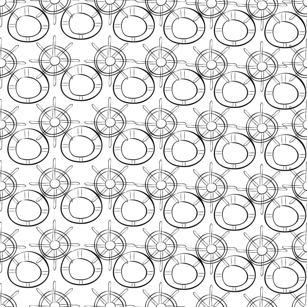 Seamless pattern with sea objects in black and white vector