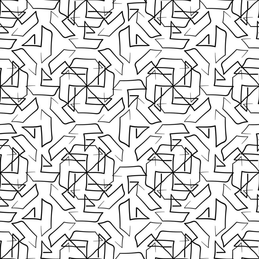 Seamless geometric pattern with boats in black and white vector