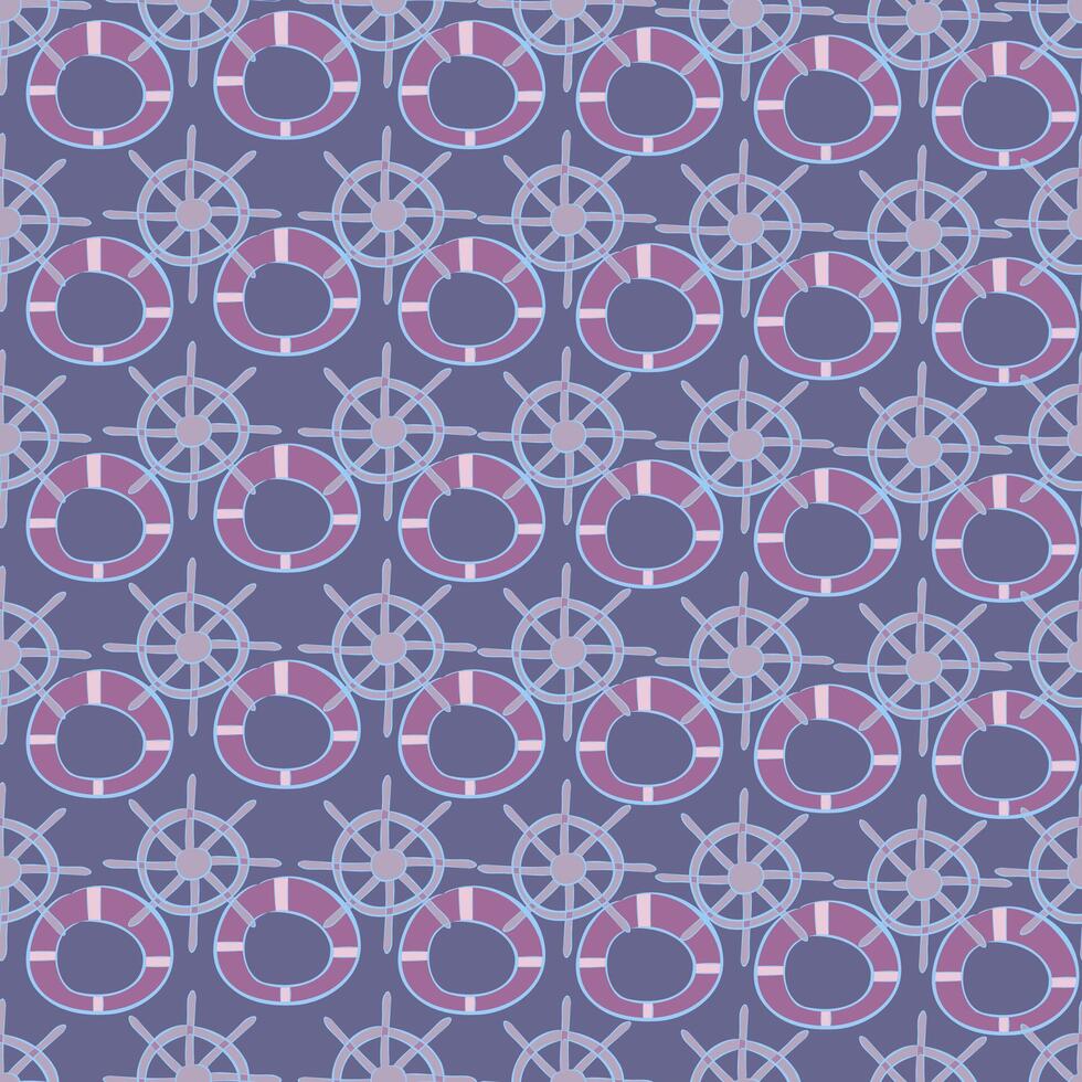 Seamless pattern with sea objects in blue tones vector