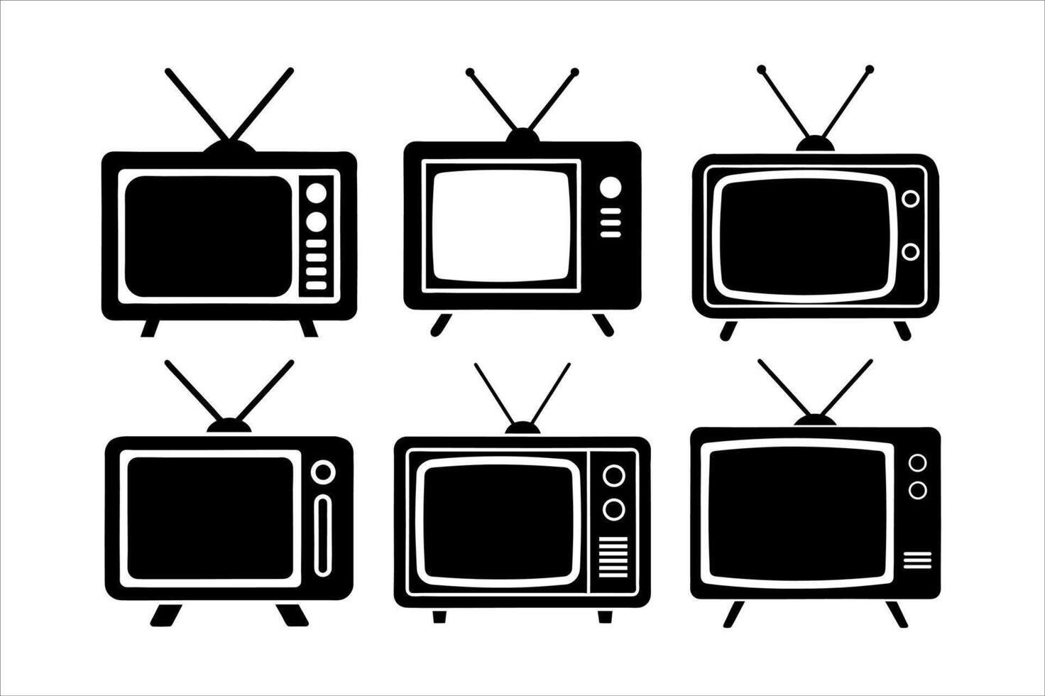 tv silhouette icon set vector