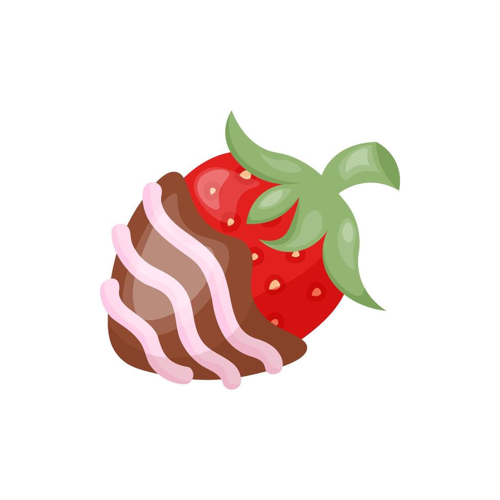 strawberries in chocolate. Cute decor element. For flyer, sticker, card, logo, symbol. Graphic design illustration vector