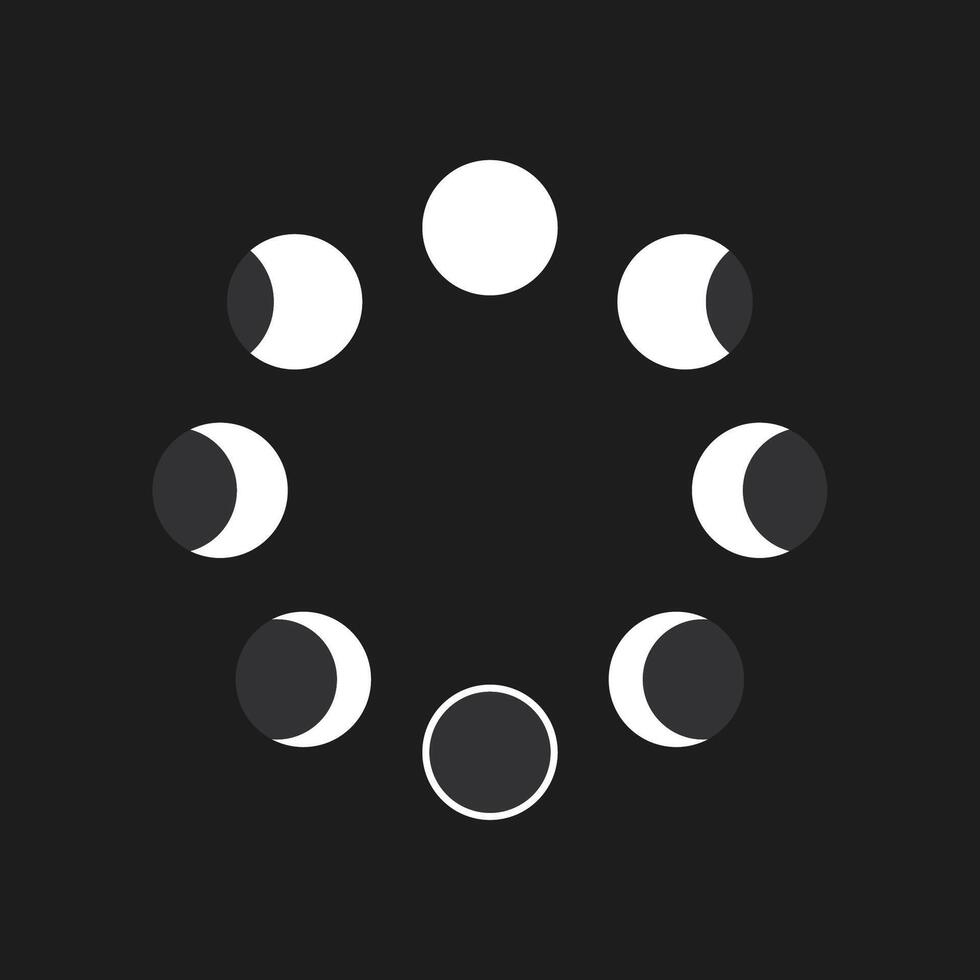 Moon phases icon. The whole cycle from new moon to full moon. vector