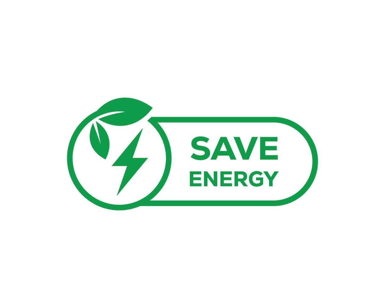 Energy saving symbol. Save energy symbol. Energy icon with green leaf. vector