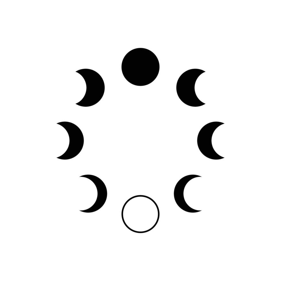 Moon phases icon. Phases of solar and lunar eclipse. moon phase astronomy icon on a white background. vector