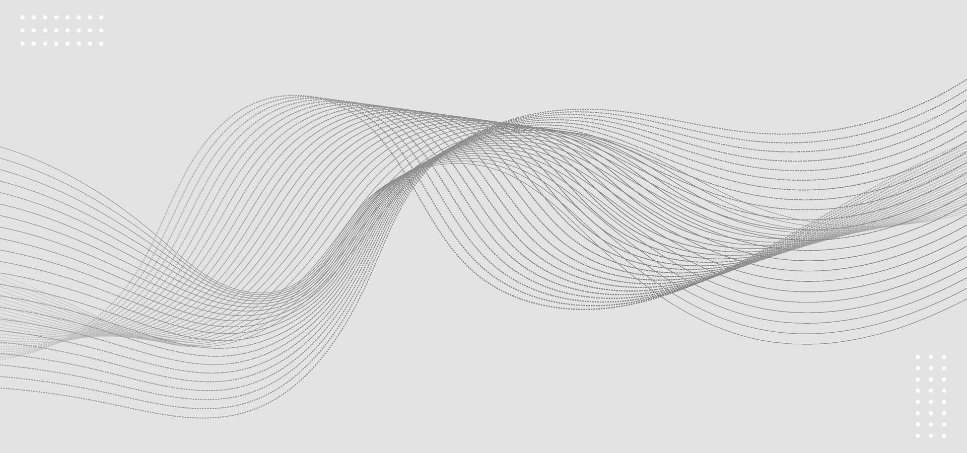 Abstract Gray Glowing Wave Lines on White Background - Illustration vector