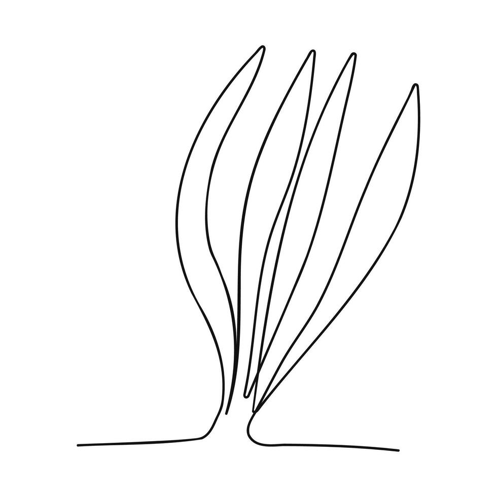 Grass single line art hand-drawn. Illustration vector