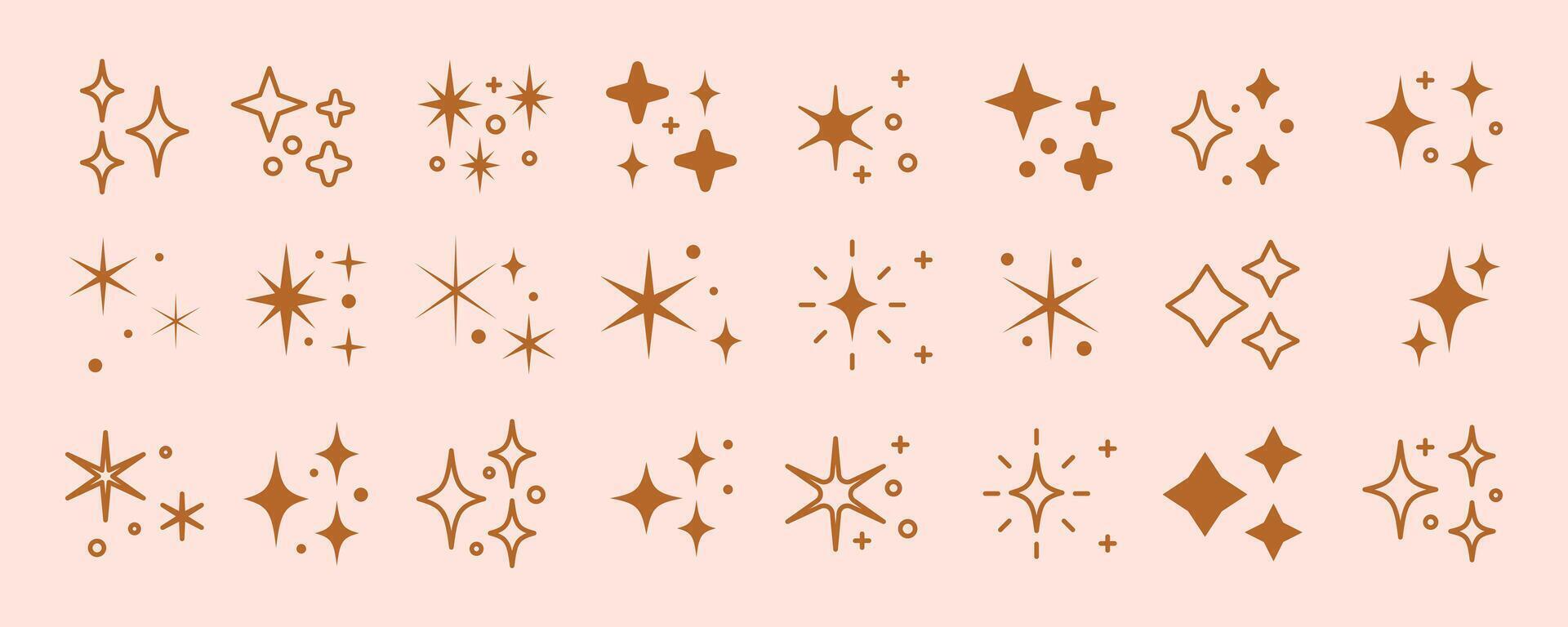 Golden Star Collection - Modern Flat and Line Style Icons vector