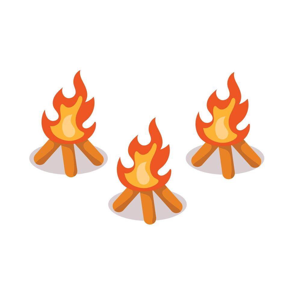 Campfire fire flame isolated on white background. illustration vector