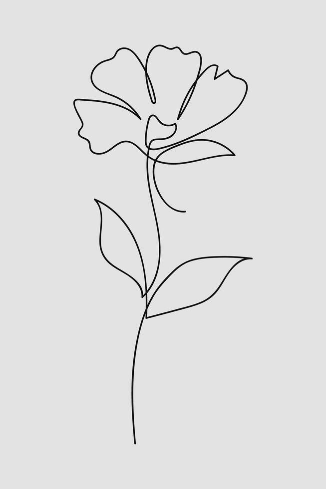 Flower blossom one continuous line art. illustration vector