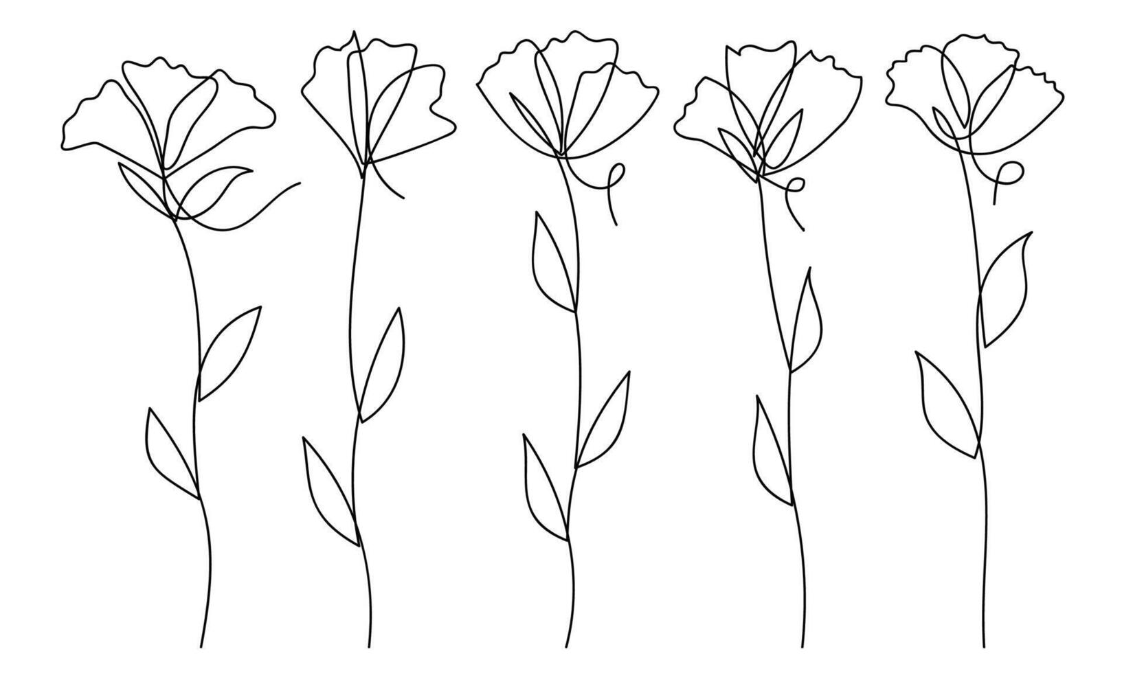 Minimalist single line flower art collection vector