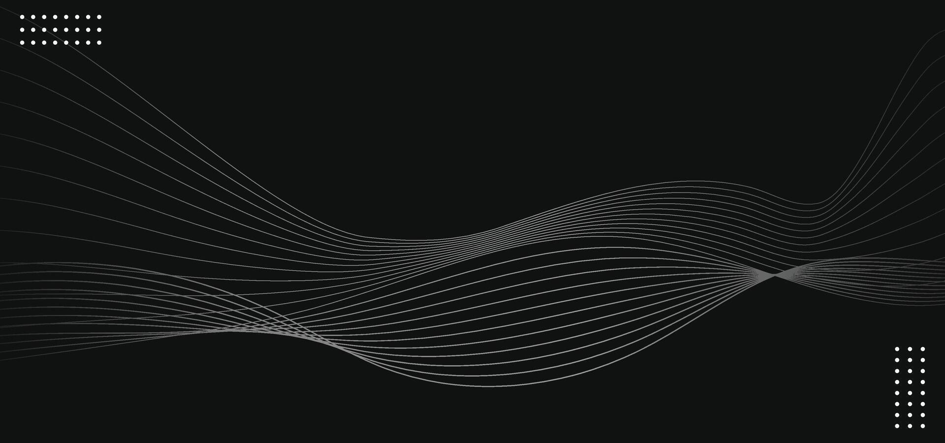 Abstract glowing wave lines on black background. Dynamic wave pattern. Modern flowing wavy lines. vector