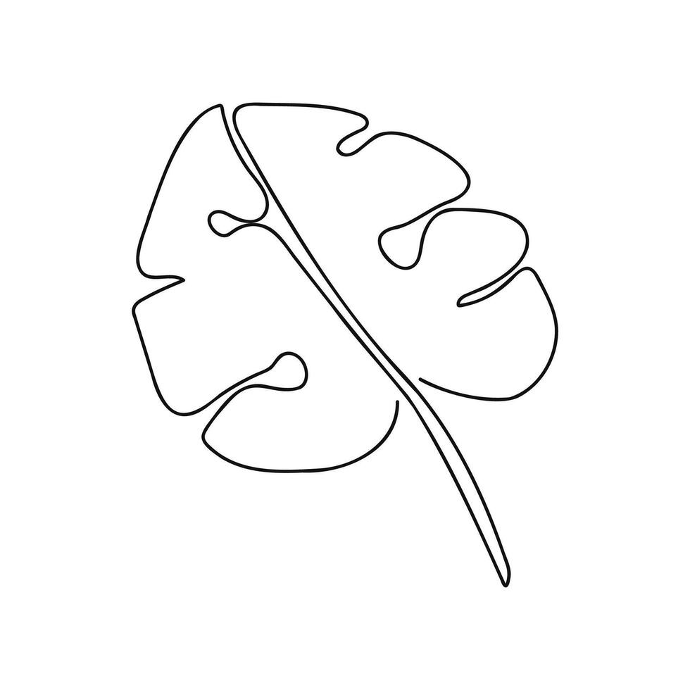 Monstera Leaf One Continuous Line Art Illustration vector