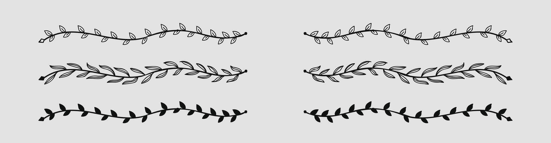 Hand-Drawn Nature Floral Vine Line Divider for Text Layout Separator Decoration Element Collection vector
