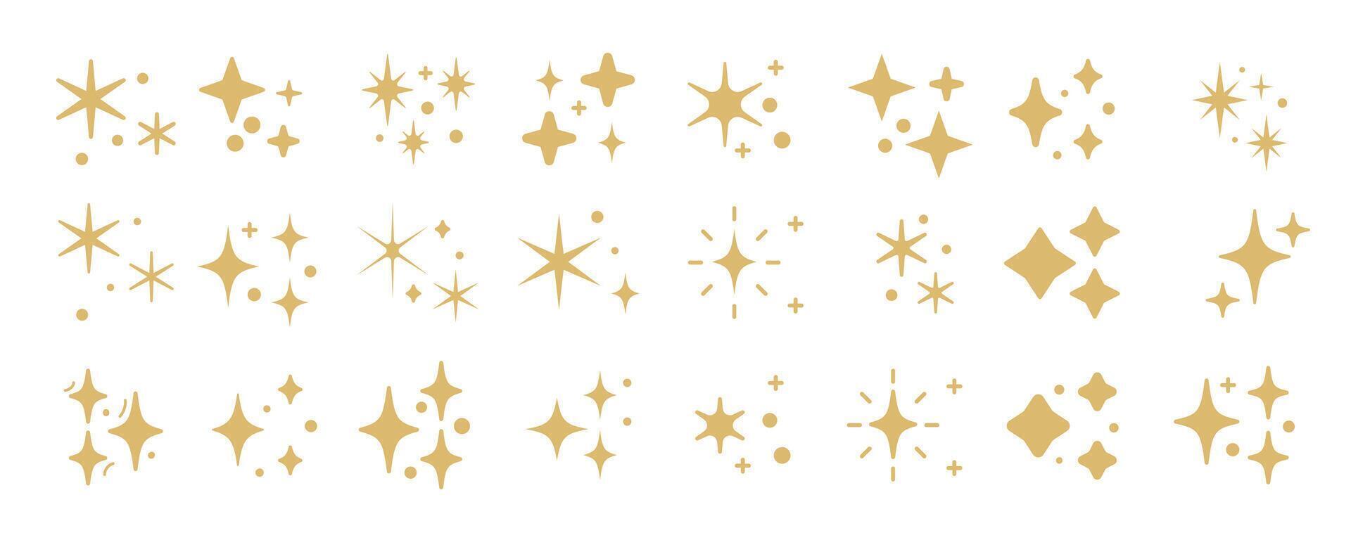 Golden Star Collection - Flat Style Icons vector