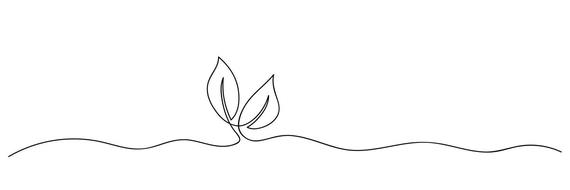 Growing Sprout One Line Art Hand Drawn Illustration vector