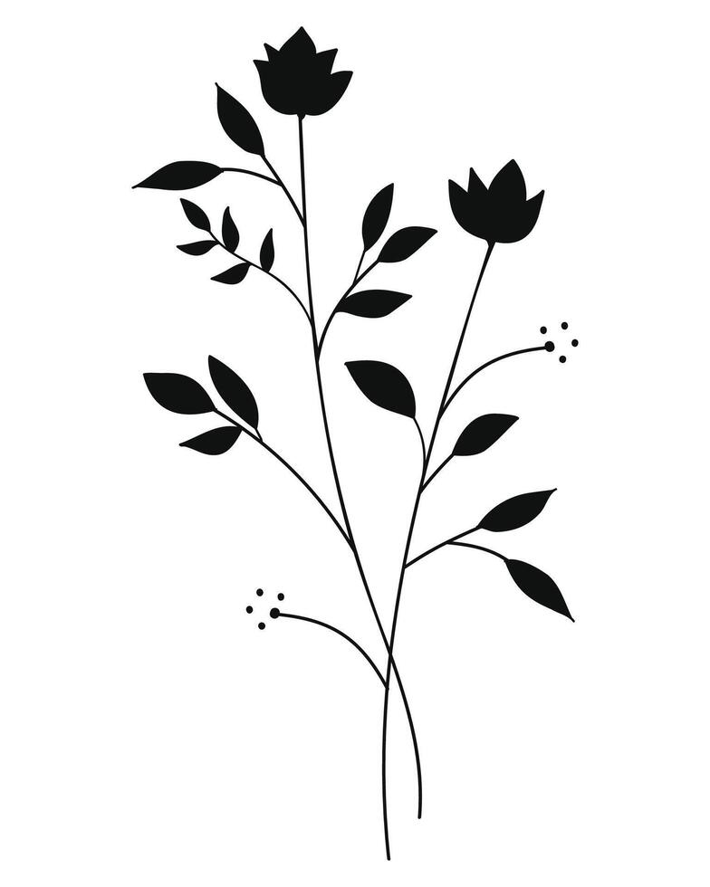 Flower silhouette botany floral plants element. vector