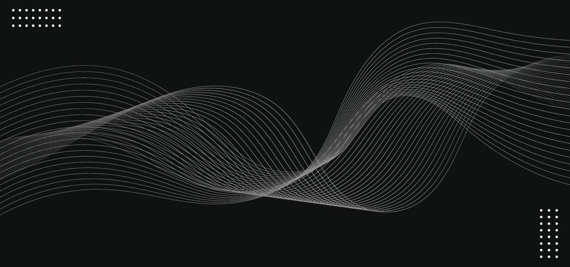 Dynamic Glowing Wave Pattern on Black Background - Design vector