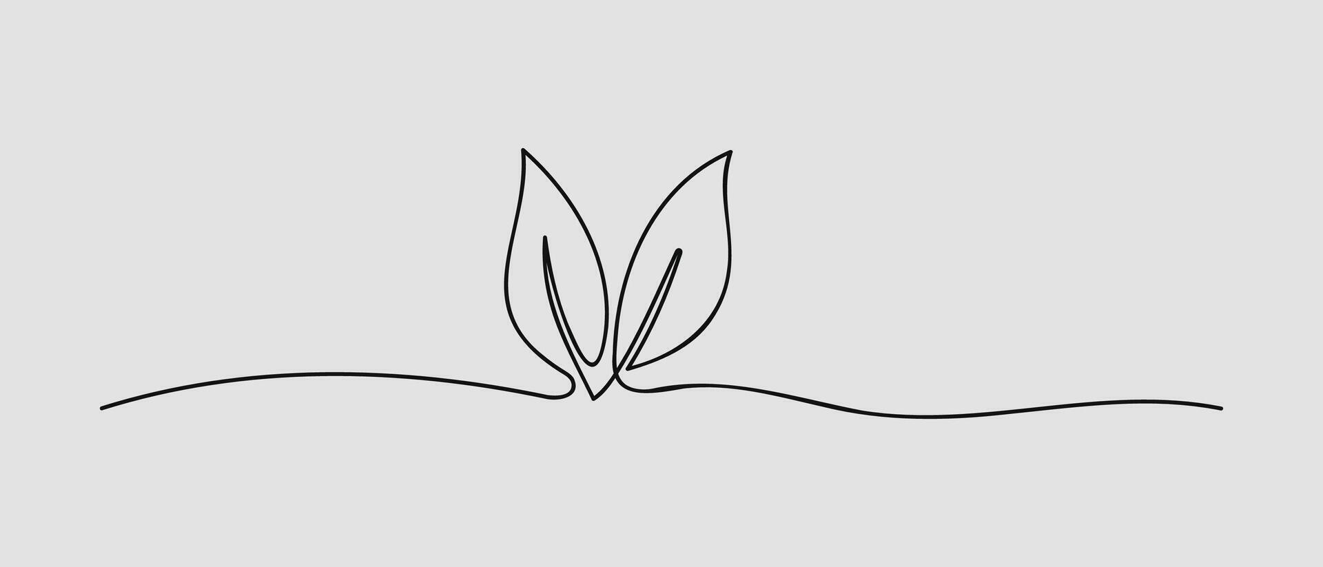 Growing Sprout One Line Art Hand Drawn vector