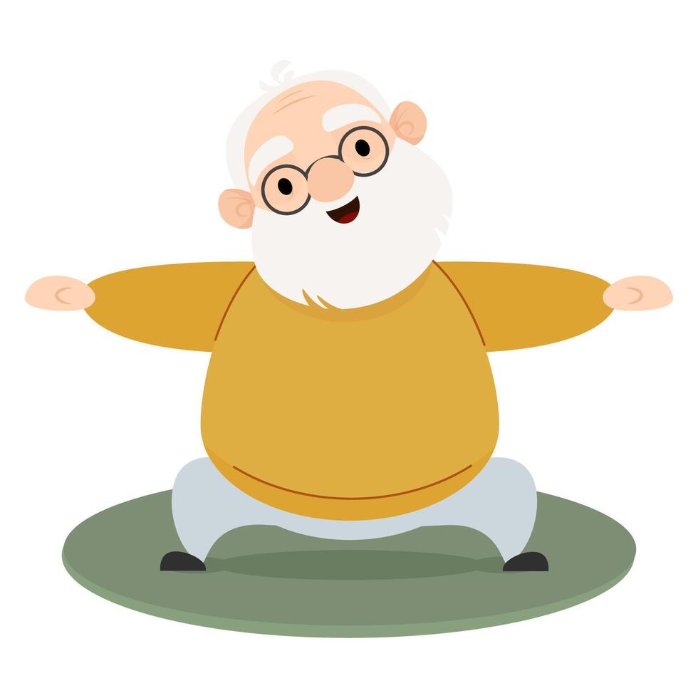 Senior elderly man doing sports at home vector
