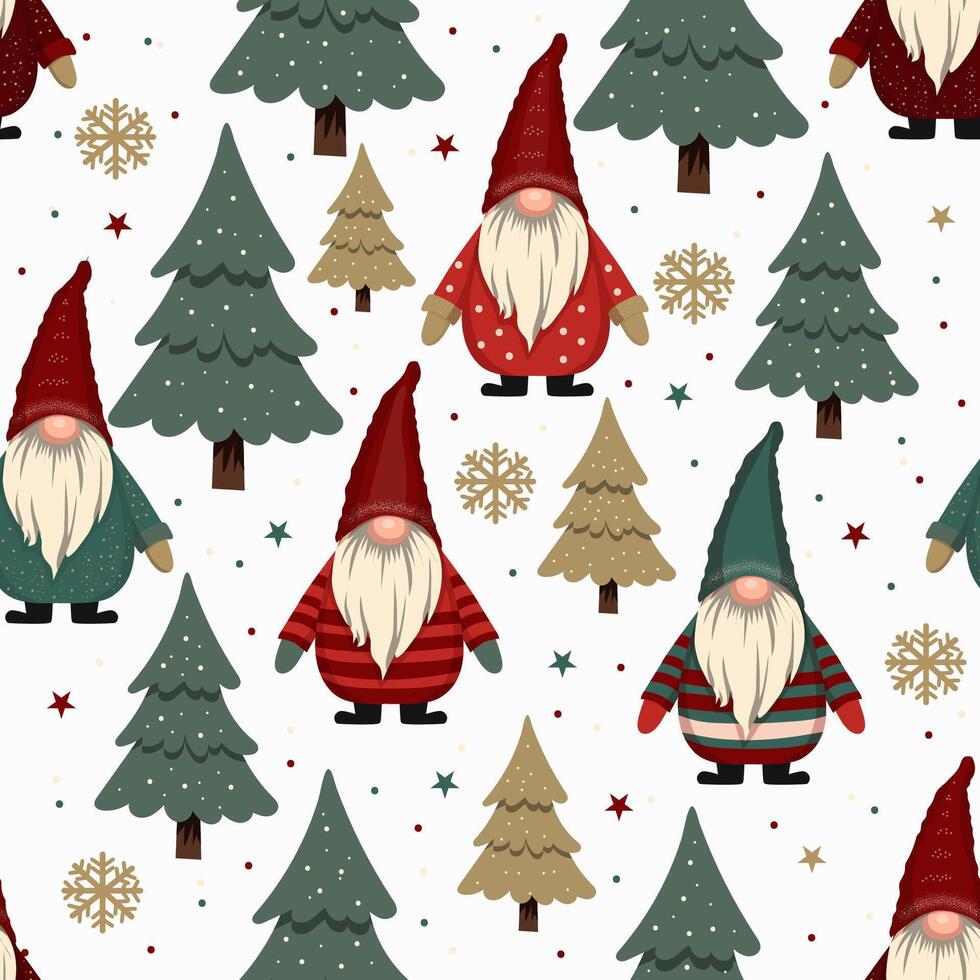 Christmas gnomes with on a white background vector