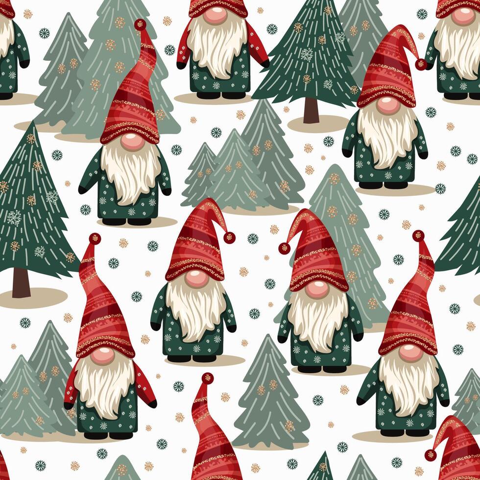 Christmas gnomes with on a white background vector