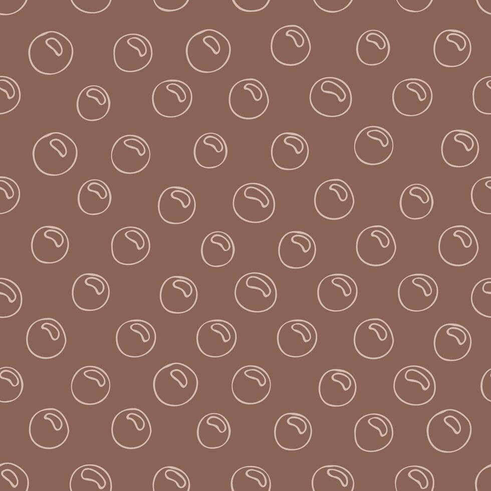 seamless pattern on mocha background of abstract doodle bubbles with glare vector