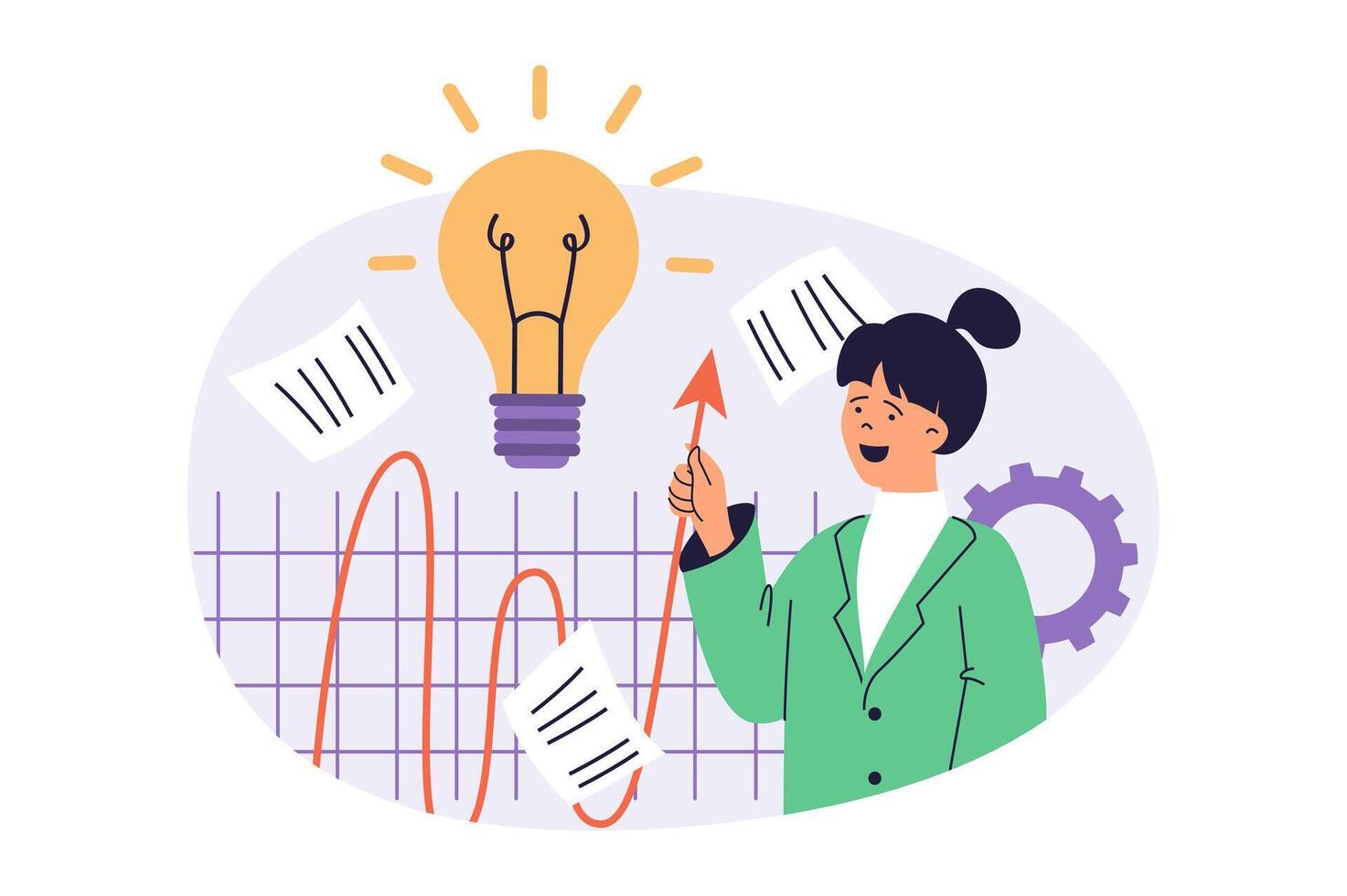 Business analytics web concept with flat cartoon people for website design. vector