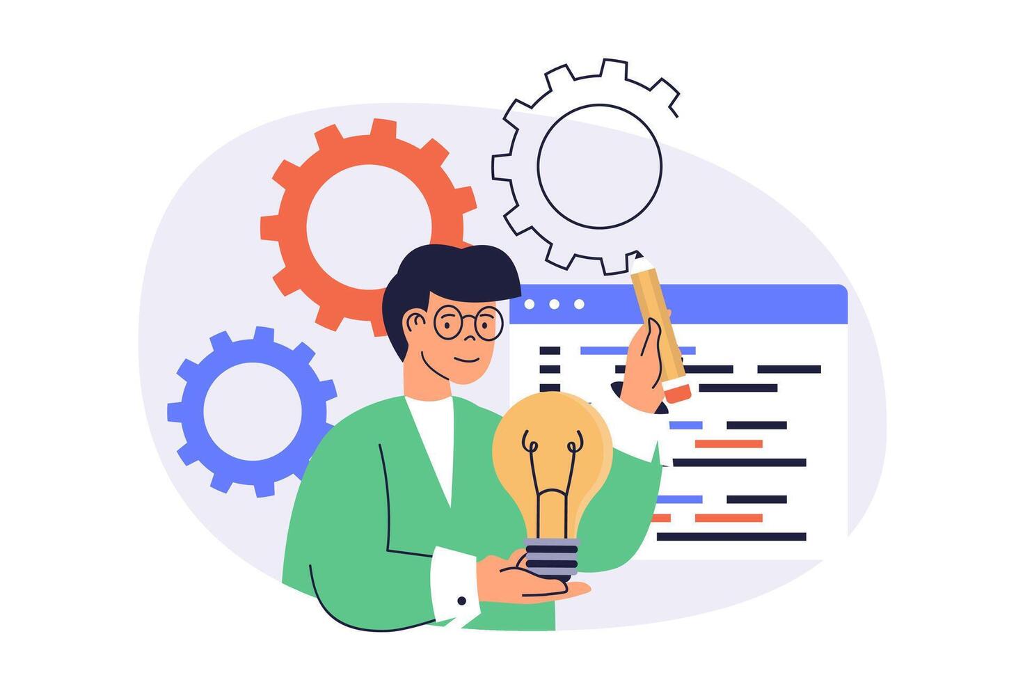 Creative business web concept with flat cartoon people for website design. vector