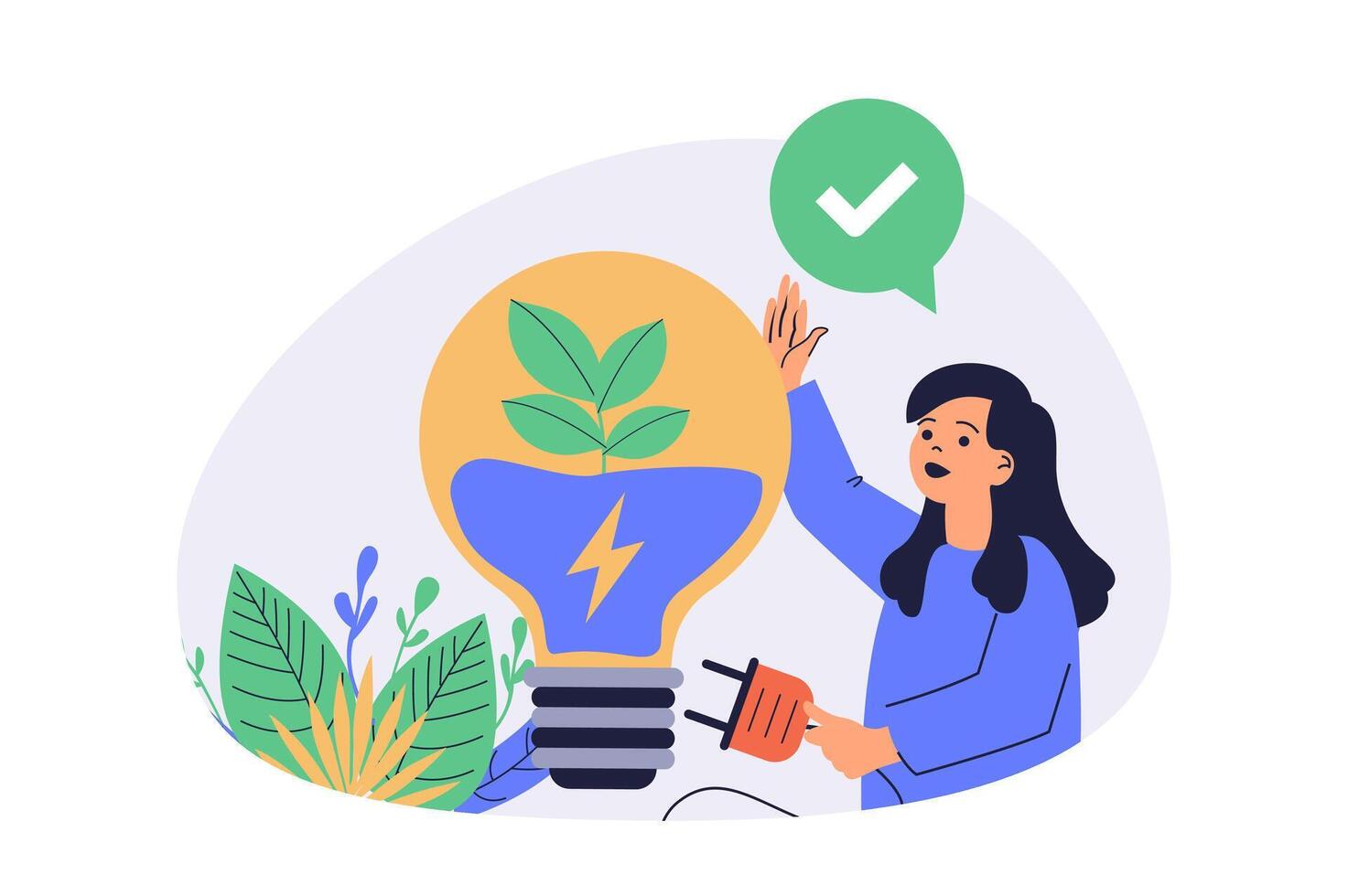 Green sustainable environment web concept with flat people for website design. vector
