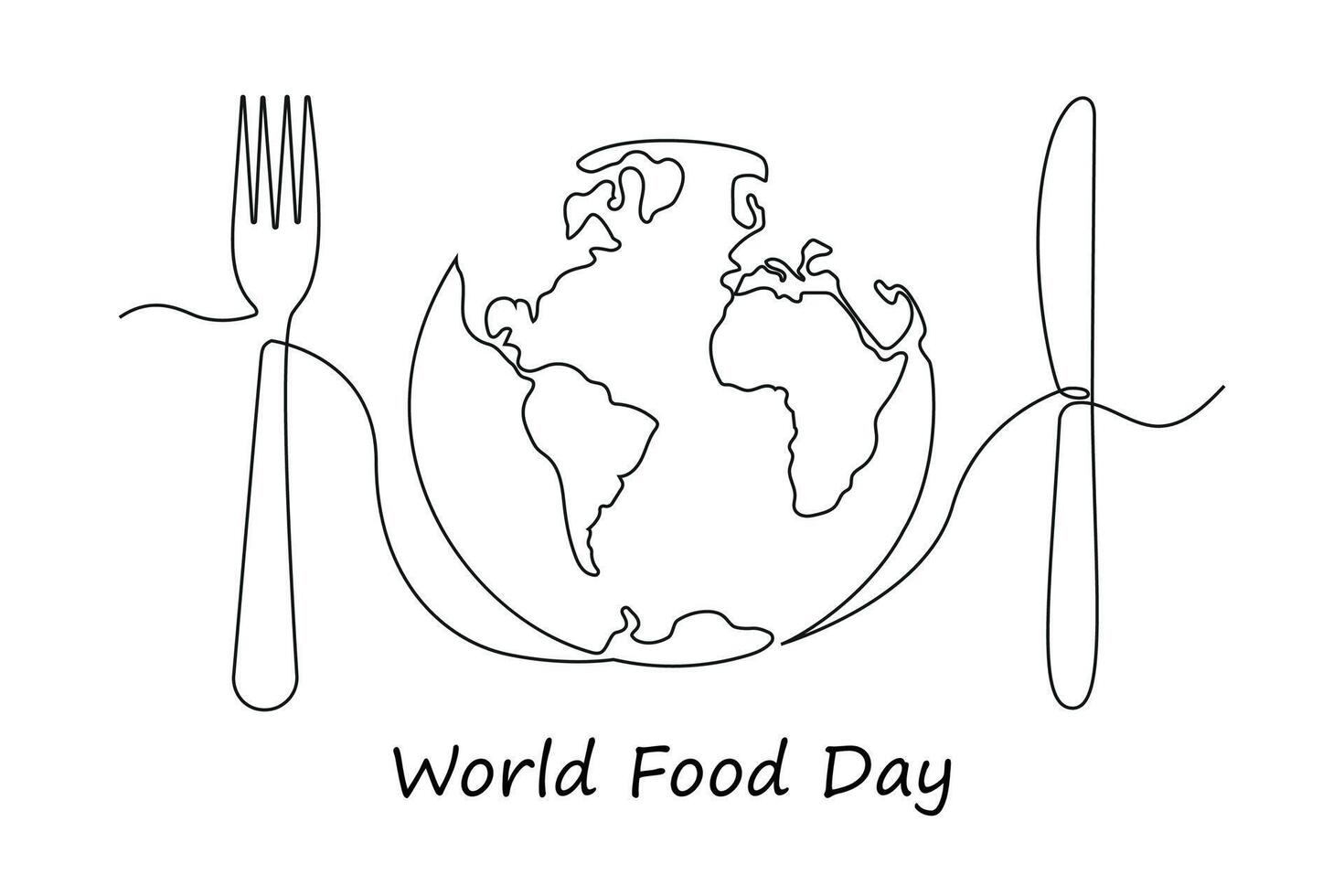 World Food day in one continuous line. One line drawing, minimalism. illustration. vector