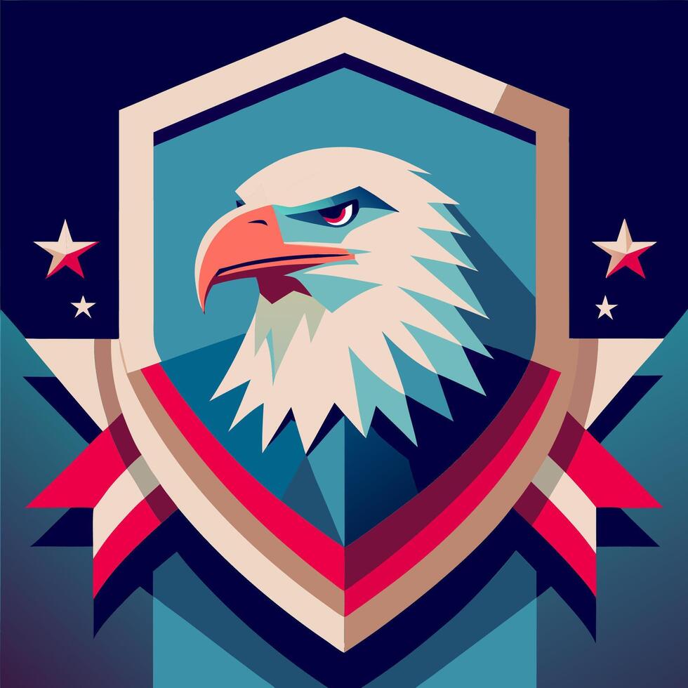 Patriotic American Eagle Emblem with Stars and Stripes Design vector