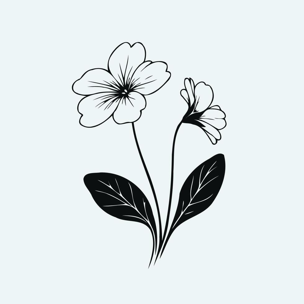 Black and white flower on a white background vector
