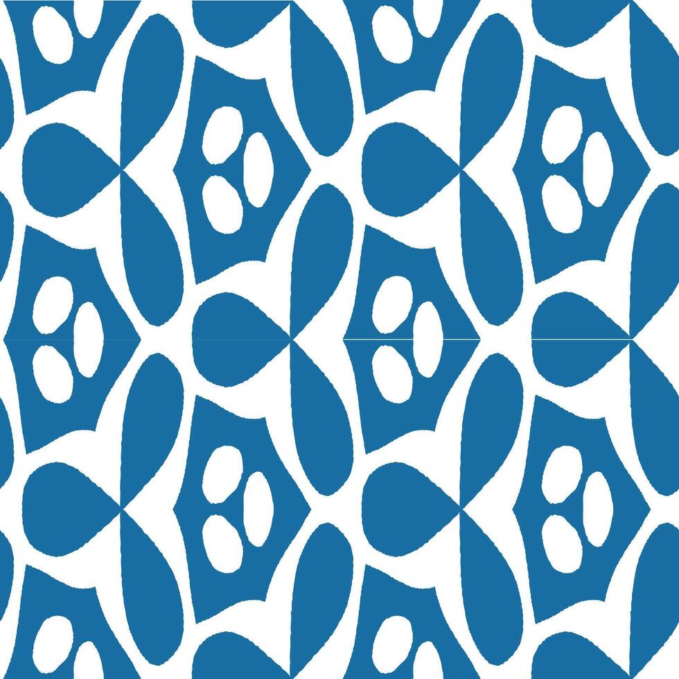Seamless repeating Floral Clover Abstract Pattern in Blue perfect for use in textile, wallpaper, packaging, web background and branding projects vector