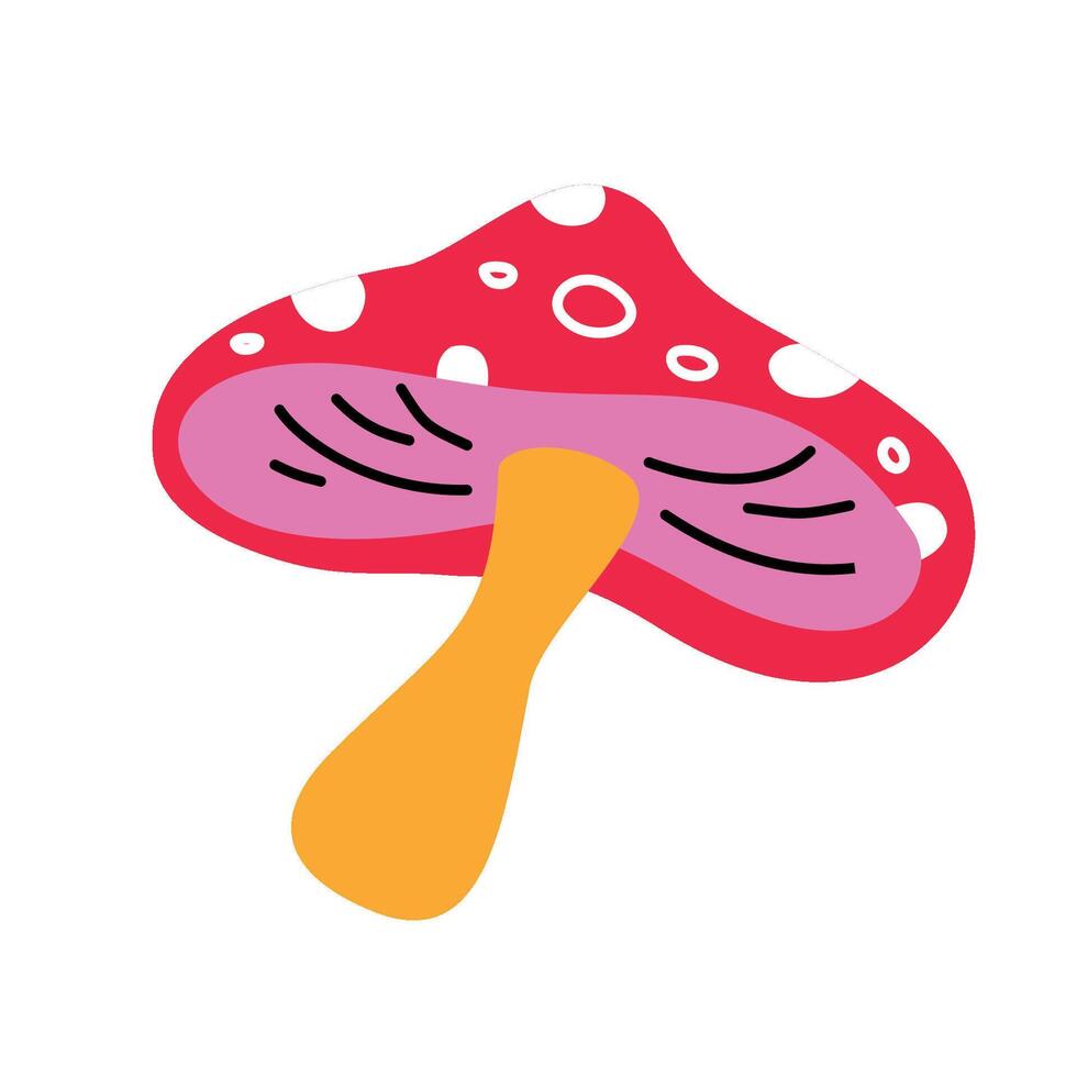 Pink mushroom. A fantasy and magical ingredient. Fly agaric. vector