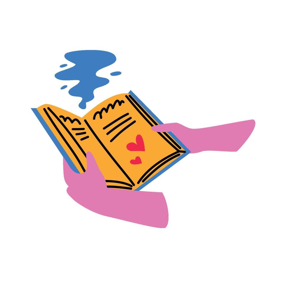 Hands holding a magic book vector