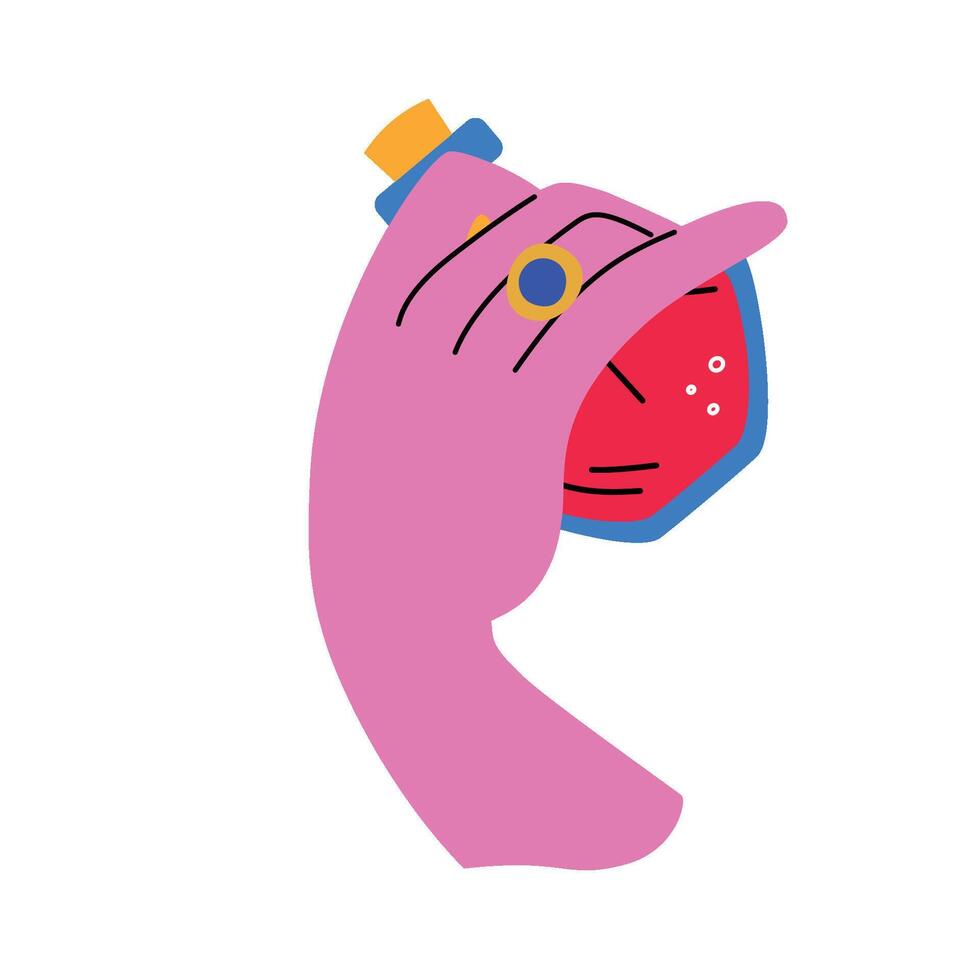 The hand holds the potion. vector
