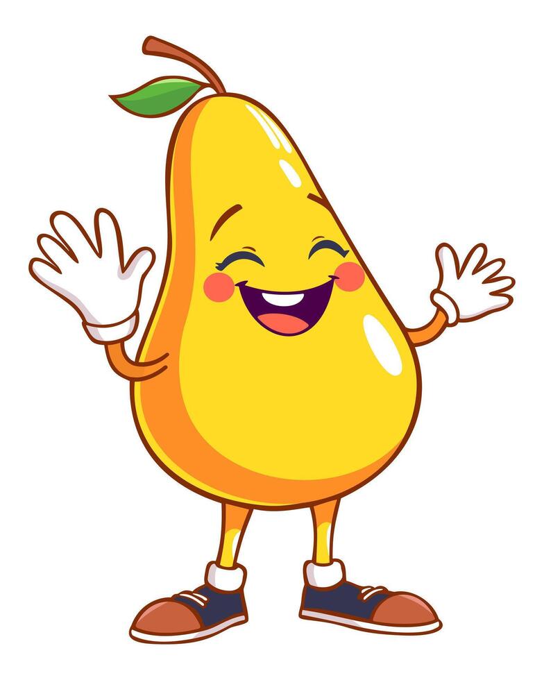Funny pear. Groovy retro cartoon style. isolated illustration vector
