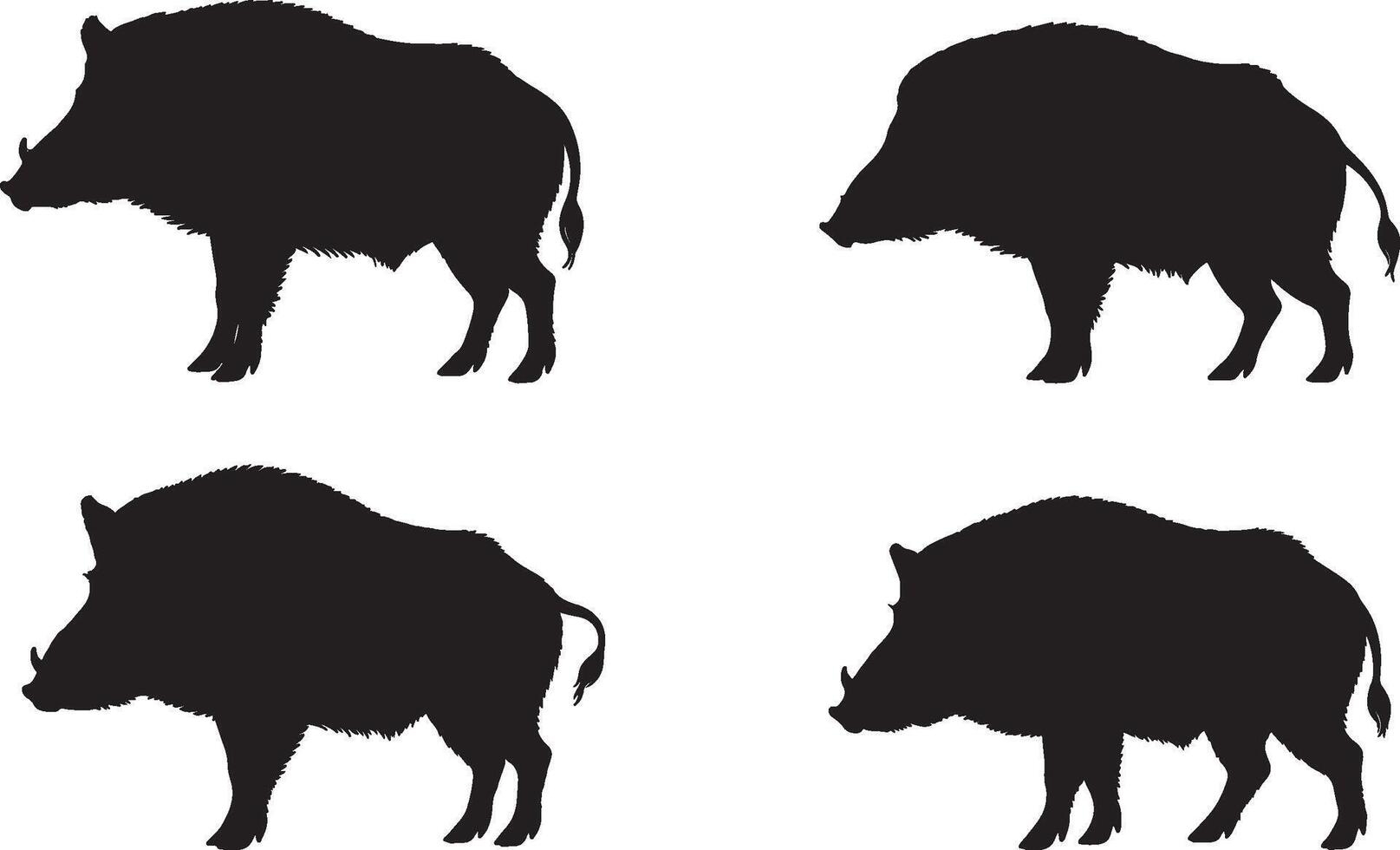 Wild boar silhouette set vector