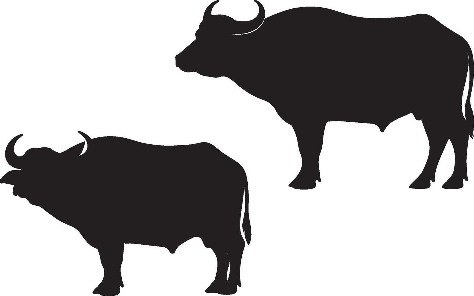 Two black buffalo silhouettes on a white background vector