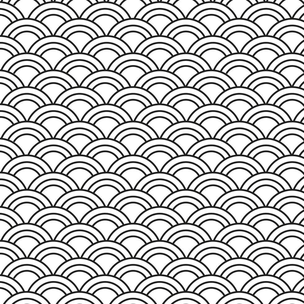 Line art Chinese pattern. Black and white geometric outline pattern vector