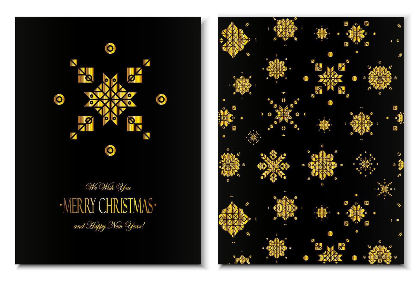 Greeting card Christmas banners with black and gold. Congratulation card vector